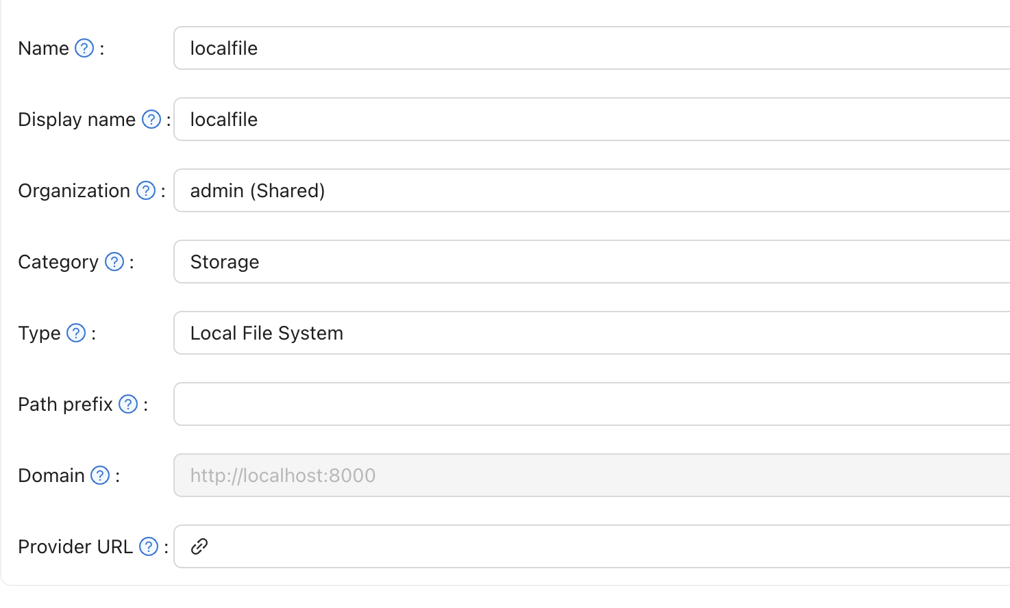 Local File configuration